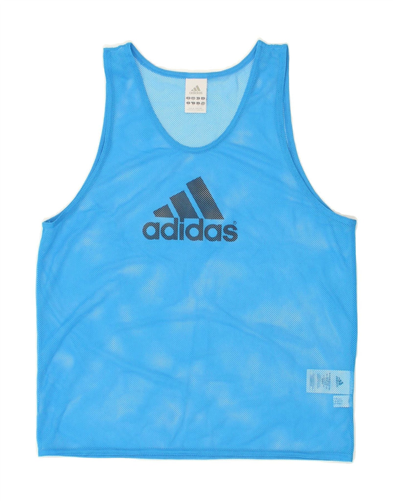 ADIDAS Womens Graphic Vest Top UK 10 Small Blue Polyester | Vintage Adidas | Thrift | Second-Hand Adidas | Used Clothing | Messina Hembry 
