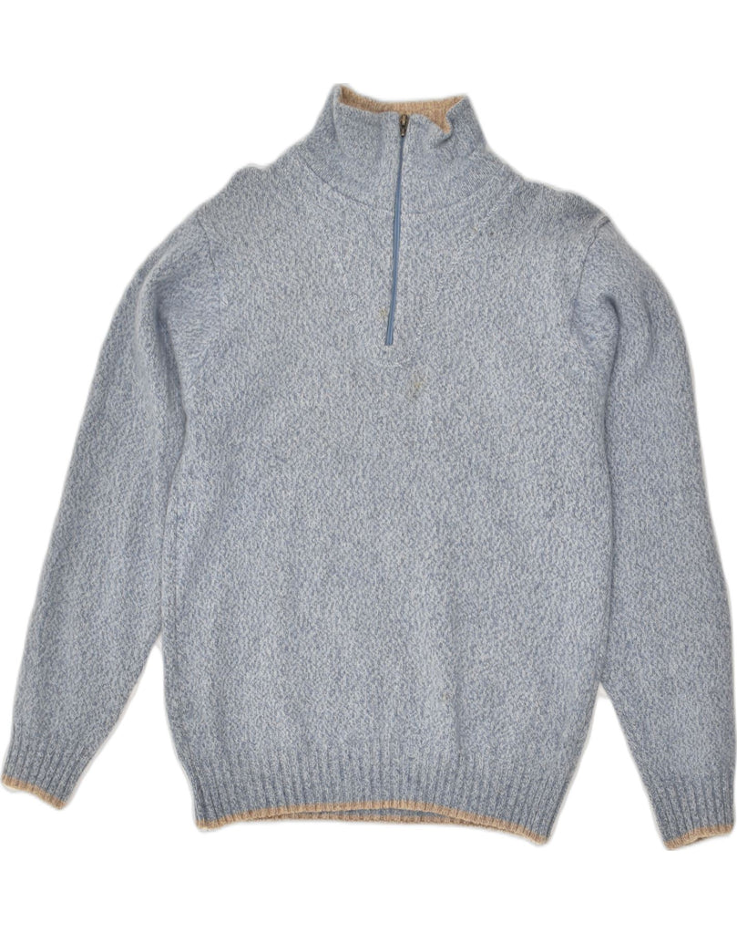 MASSIMO DUTTI Mens Zip Neck Jumper Sweater UK 38 Medium Blue Wool | Vintage Massimo Dutti | Thrift | Second-Hand Massimo Dutti | Used Clothing | Messina Hembry 