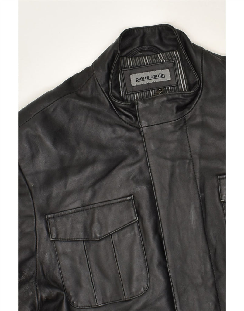 PIERRE CARDIN Mens Leather Jacket UK 40 Large Black | Vintage Pierre Cardin | Thrift | Second-Hand Pierre Cardin | Used Clothing | Messina Hembry 