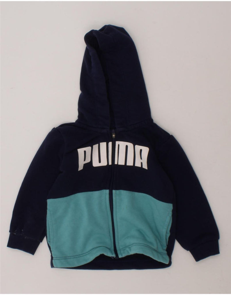 PUMA Baby Boys Graphic Zip Hoodie Sweater 6-9 Months Navy Blue Colourblock Vintage Puma and Second-Hand Puma from Messina Hembry 