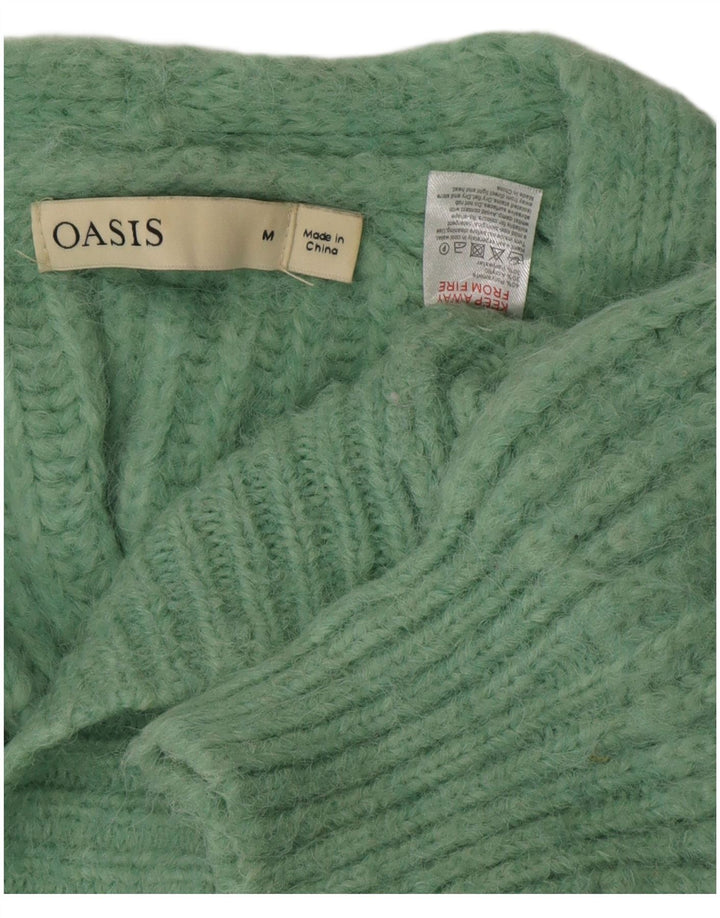 Oasis Womens Loose Fit Cardigan Sweater UK 14 Medium Green Polyester
