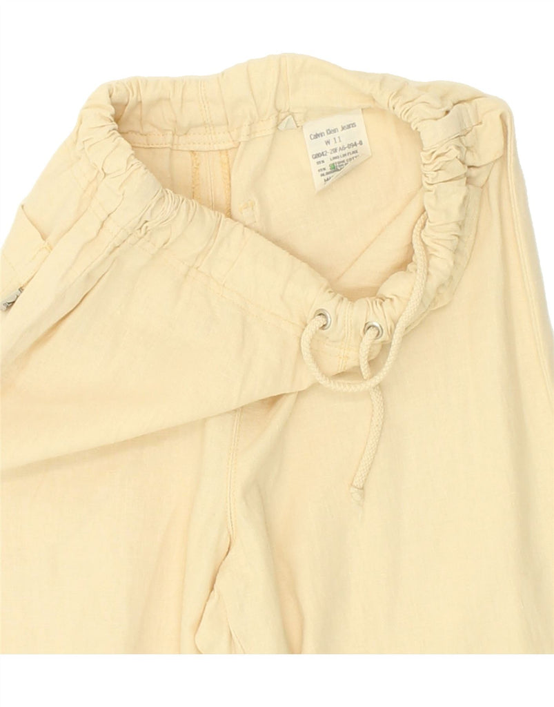 CALVIN KLEIN Girls Straight Casual Trousers 8-9 Years Beige Linen | Vintage Calvin Klein | Thrift | Second-Hand Calvin Klein | Used Clothing | Messina Hembry 