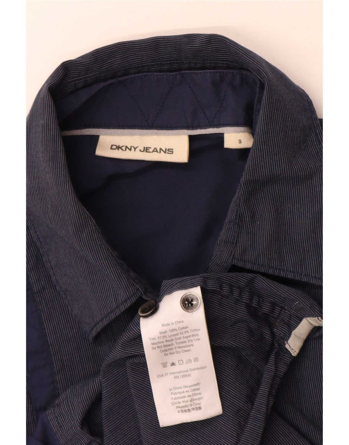 Dkny Mens Shirt Small Navy Blue Pinstripe Cotton