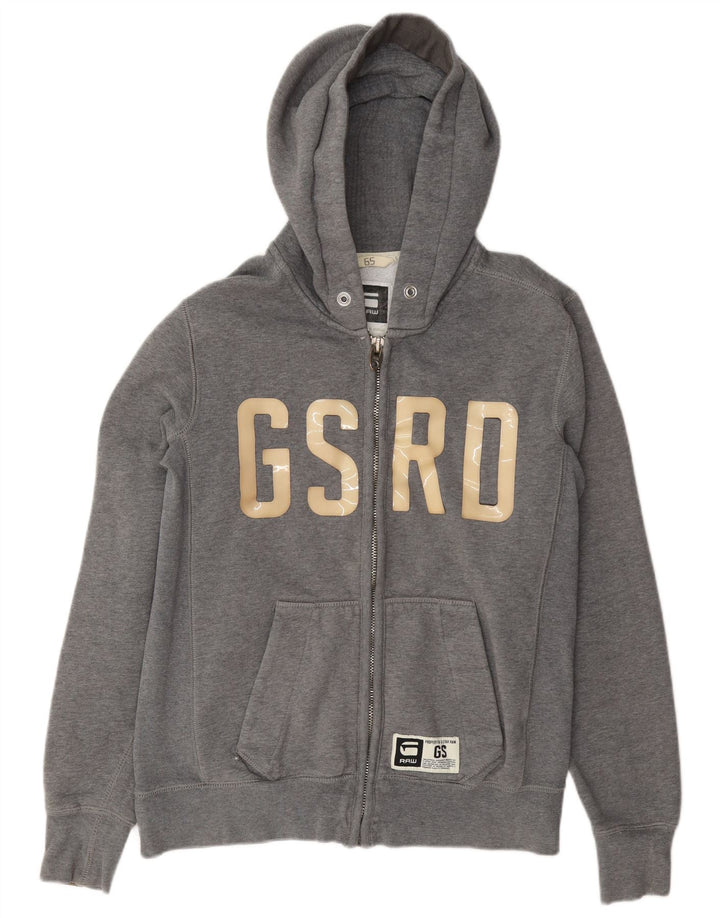 G-Star Mens Graphic Zip Hoodie Sweater Medium Grey Cotton