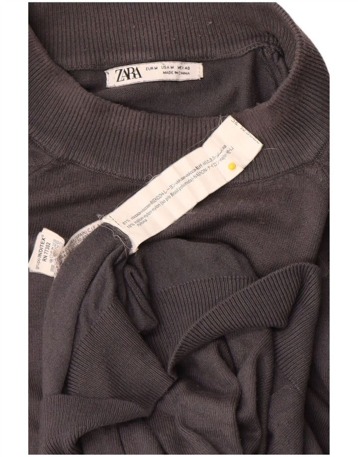 Zara Mens Crew Neck Jumper Sweater Medium Grey Viscose