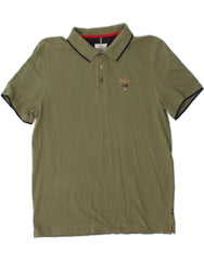 AERONAUTICA MILITARE Mens Polo Shirt Large Khaki Cotton