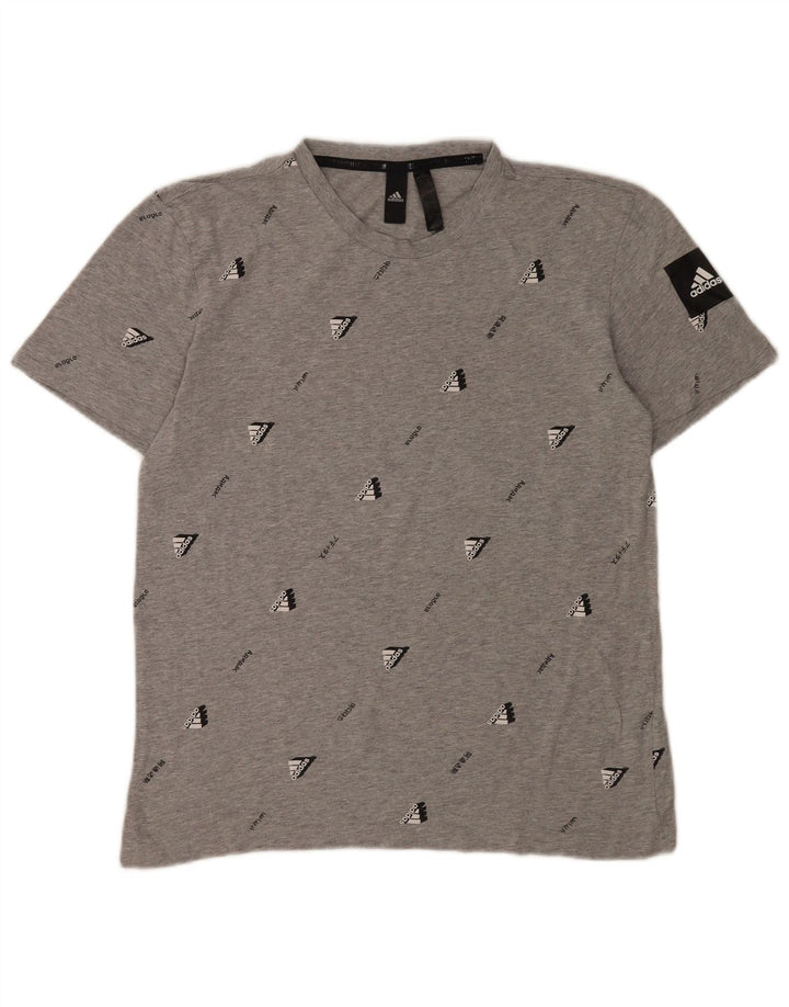 ADIDAS Mens Graphic T-Shirt Top Medium Grey Cotton
