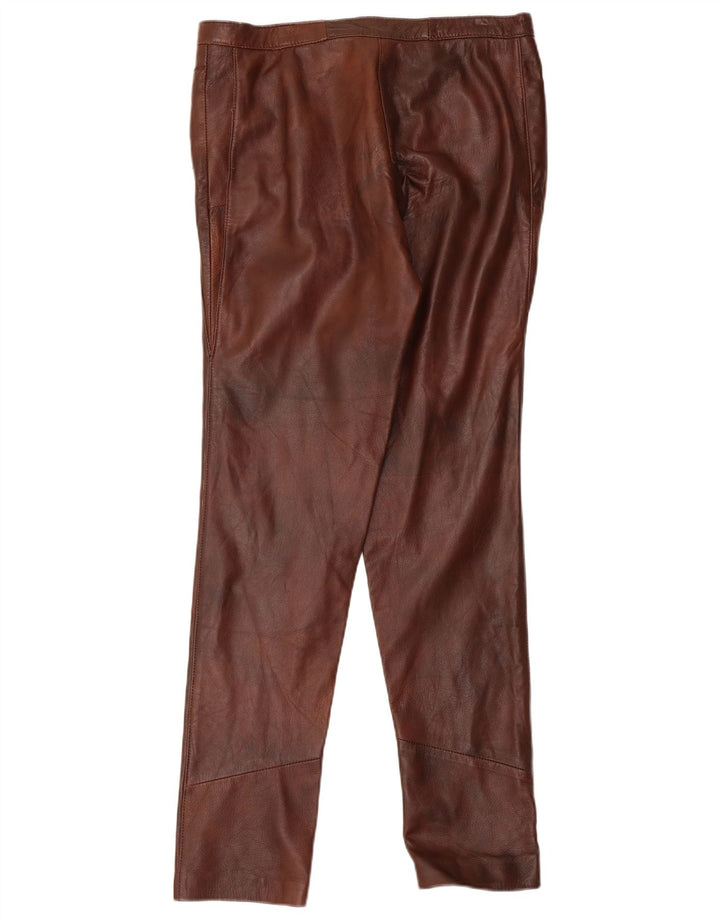 Vintage Womens Slim Leather Trousers W32 L31 Brown