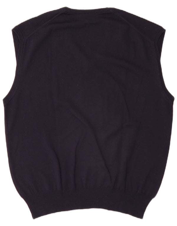 AUSTRALIAN L'ALPINA Mens Vest Tank Top IT 52 Large Navy Blue Wool