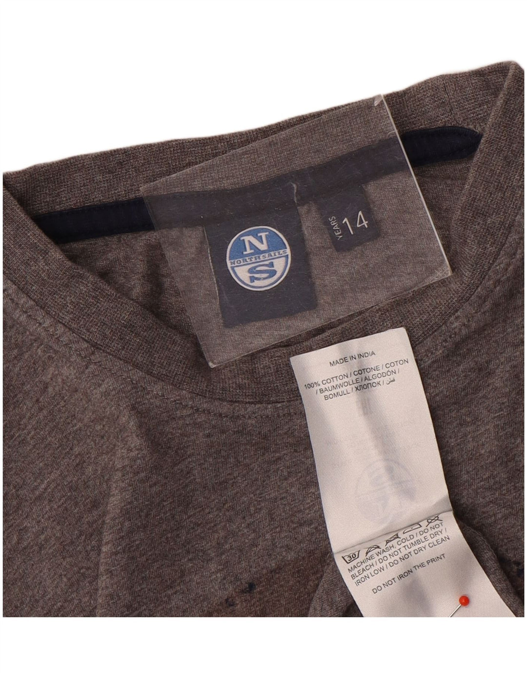 North Sails Boys Graphic Top Long Sleeve 13-14 Years Grey Cotton