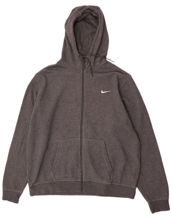 Nike Mens Zip Hoodie Sweater 2XL Grey Cotton Sports