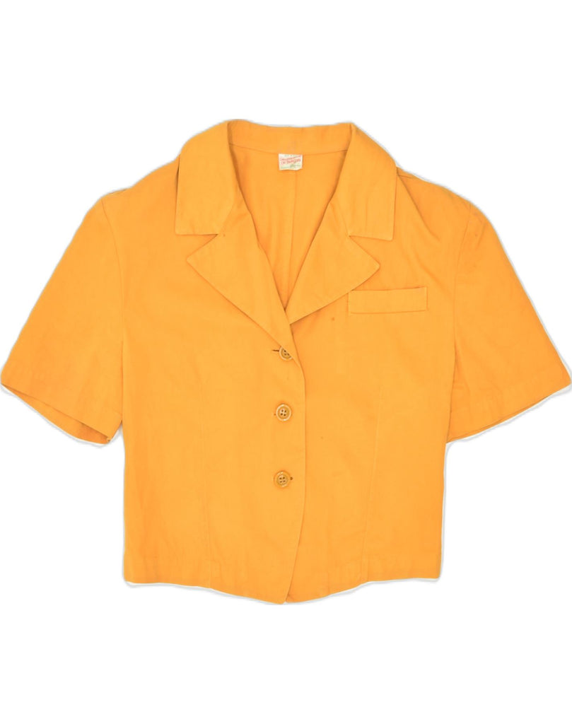 BENETTON Womens Short Sleeve 3 Button Blazer Jacket IT 42 Medium Yellow | Vintage | Thrift | Second-Hand | Used Clothing | Messina Hembry 