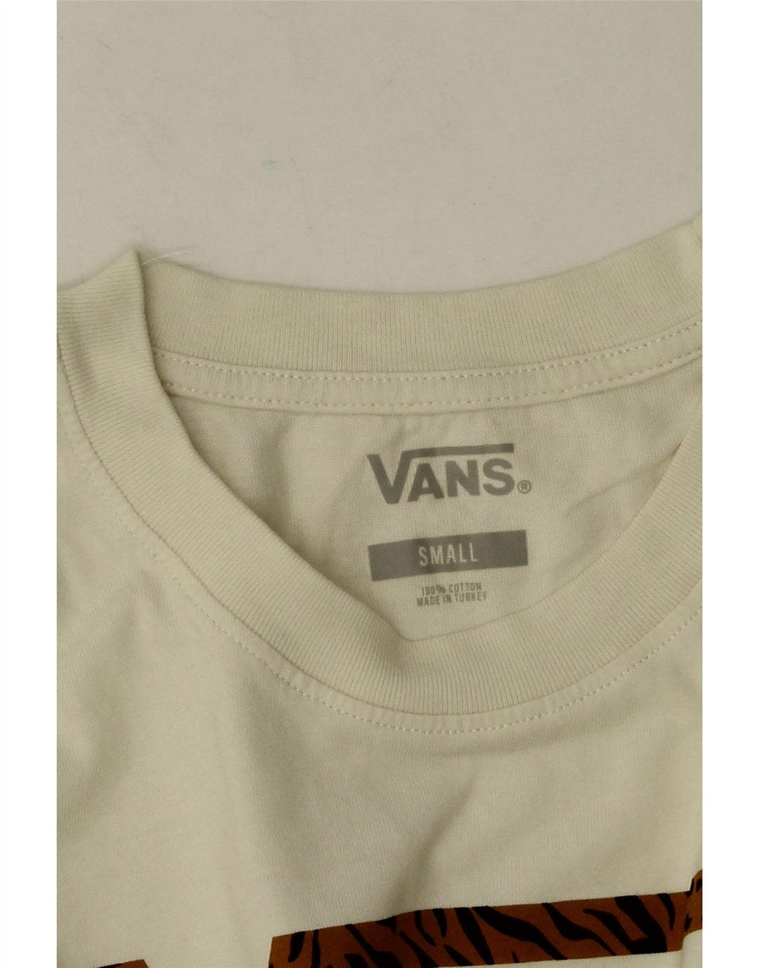 Vans Mens Graphic Top Long Sleeve Small Off White Cotton