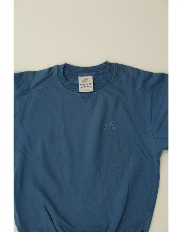 ADIDAS Boys Sweatshirt Jumper 9-10 Years Blue Cotton Vintage Adidas and Second-Hand Adidas from Messina Hembry 