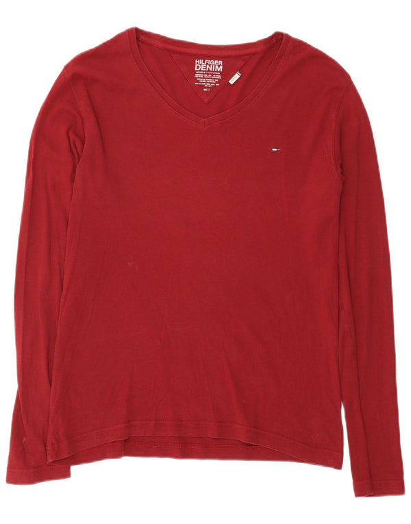 Tommy Hilfiger Mens Top Long Sleeve UK 14 Medium Burgundy Cotton