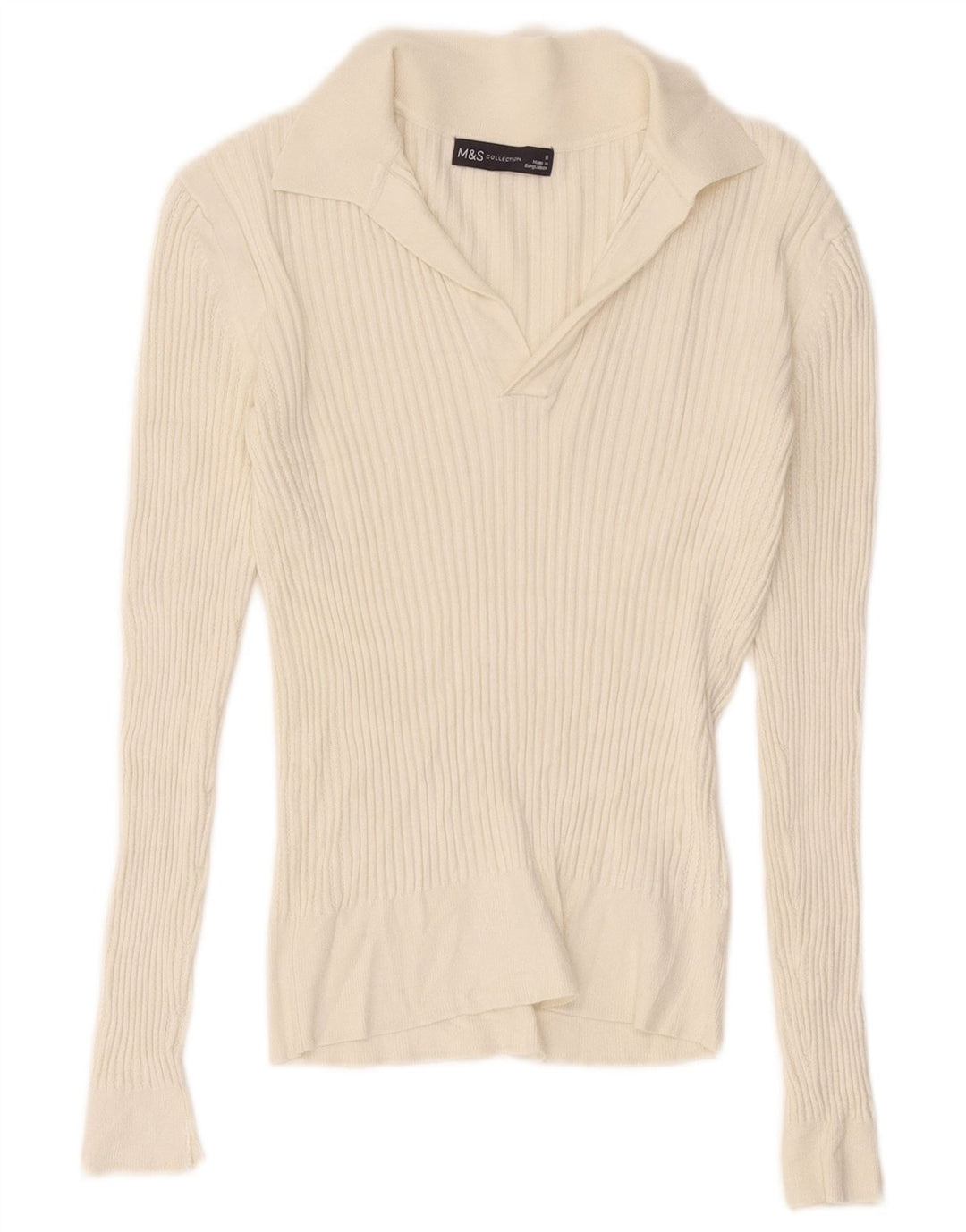 Marks & Spencer Womens Polo Neck Jumper Sweater UK 8 Small White Viscose