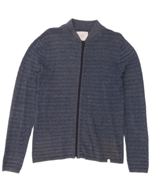 Jack & Jones Mens Cardigan Sweater Small Navy Blue Striped