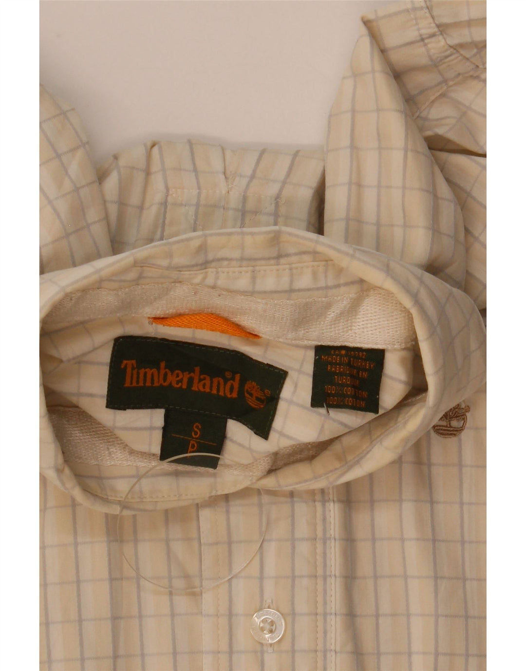 Timberland Mens Shirt Small Beige Check Cotton
