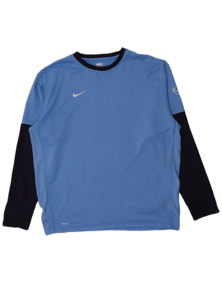 Nike Mens Top Long Sleeve UK 47/48 2XL Blue Colourblock Polyester