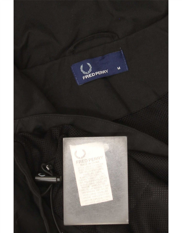 Fred Perry Mens Hooded Rain Jacket UK 38 Medium Black Nylon