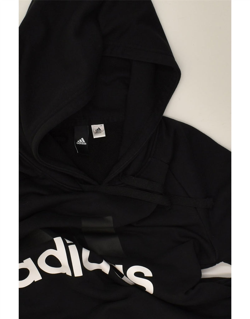 ADIDAS Womens Graphic Hoodie Jumper UK 14 Medium Black | Vintage Adidas | Thrift | Second-Hand Adidas | Used Clothing | Messina Hembry 