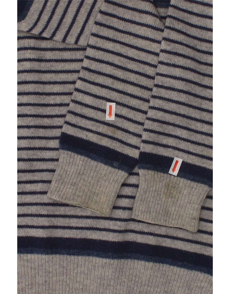 FRED PERRY Boys Crew Neck Jumper Sweater 9-10 Years Grey Striped Wool | Vintage Fred Perry | Thrift | Second-Hand Fred Perry | Used Clothing | Messina Hembry 