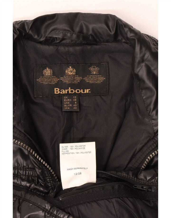 Barbour Womens Quilted Utility Jacket UK 12 Medium Black Polyester