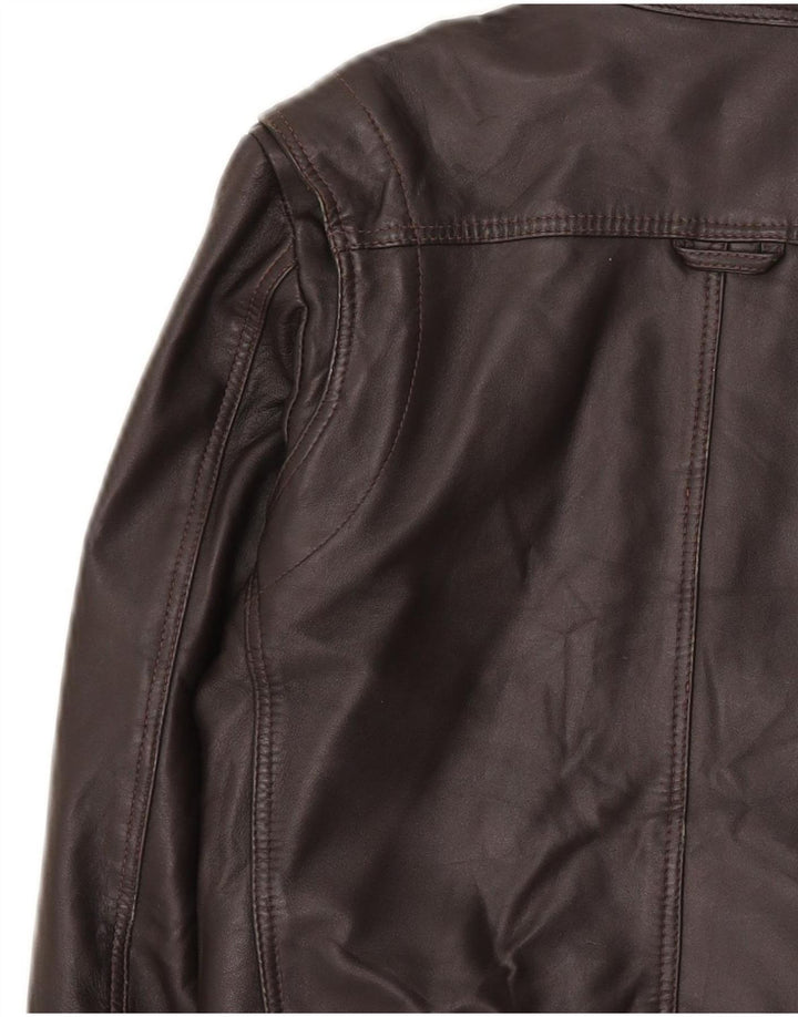 In Extenso Womens Bomber Leather Jacket UK 18 XL Brown