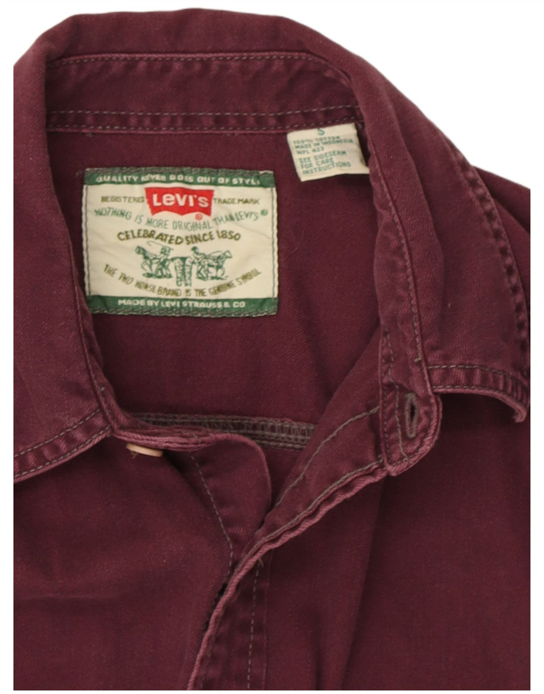 Levi's Mens Denim Shirt Small Burgundy Cotton