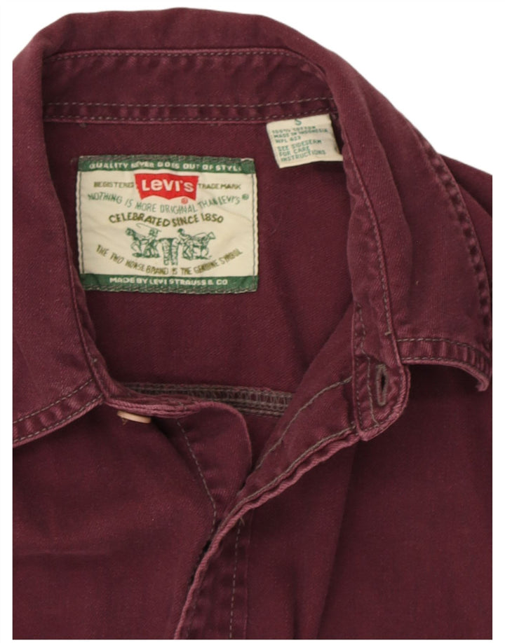 Levi's Mens Denim Shirt Small Burgundy Cotton