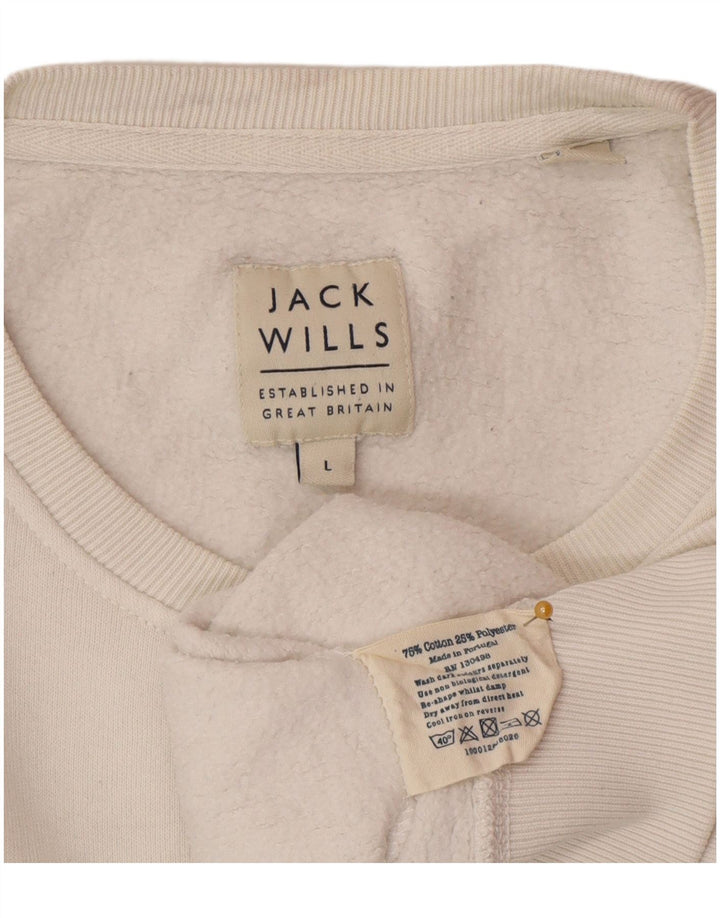 Jack Wills Mens Sweatshirt Jumper Large White Cotton