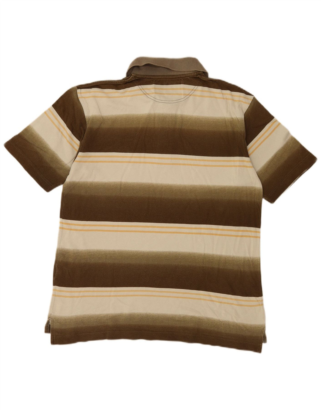 Sergio Tacchini Mens Polo Shirt Medium Brown Striped Cotton