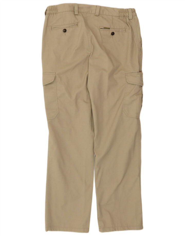 VINTAGE Mens Straight Cargo Trousers IT 50 Large W34 L31 Beige Polyester