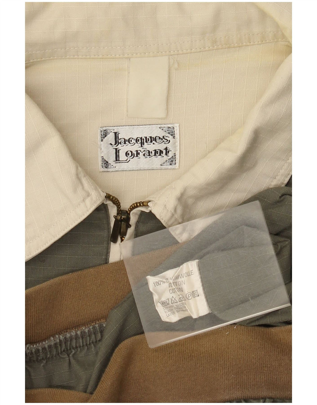 Jacques Lorant Mens Short Sleeve Pullover Shirt Medium Khaki Colourblock