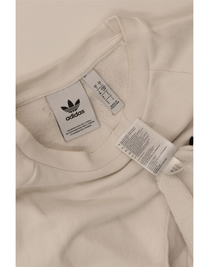 Adidas Womens Oversized Sweatshirt Jumper UK 10 Small White Cotton