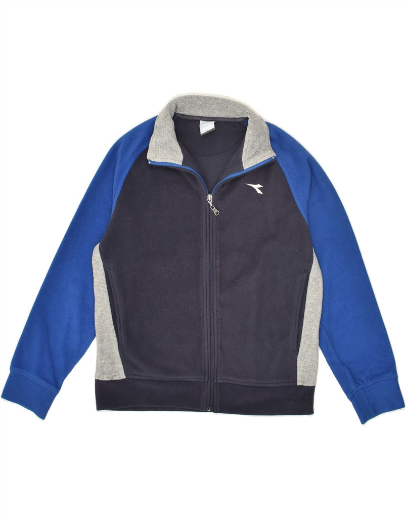 DIADORA Boys Fleece Jacket 13-14 Years XL Navy Blue Colourblock Polyester | Vintage Diadora | Thrift | Second-Hand Diadora | Used Clothing | Messina Hembry 