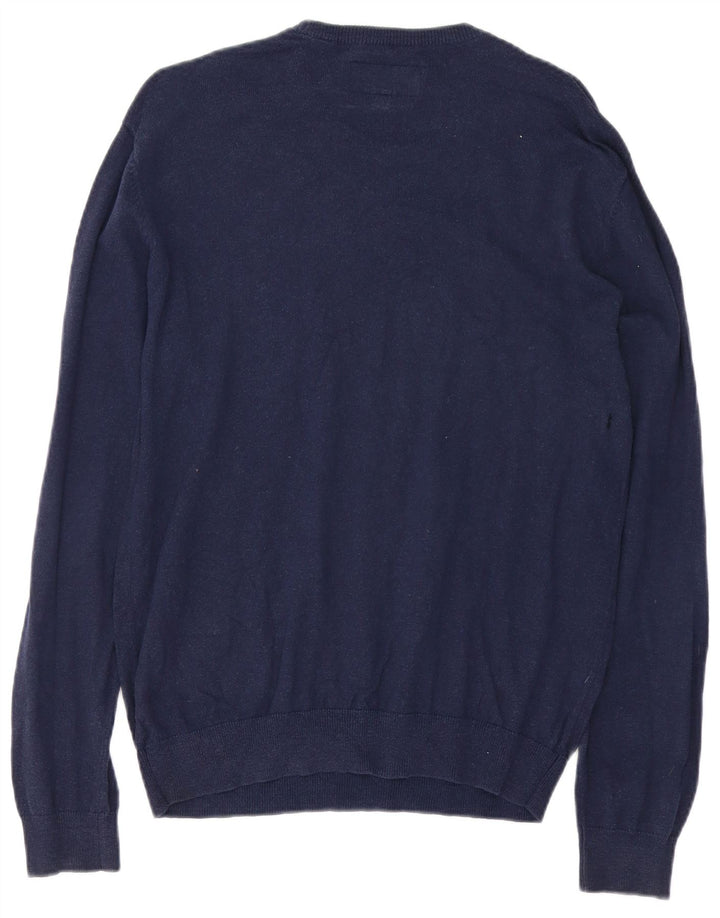 Jack Wills Mens Crew Neck Jumper Sweater Medium Navy Blue Cotton