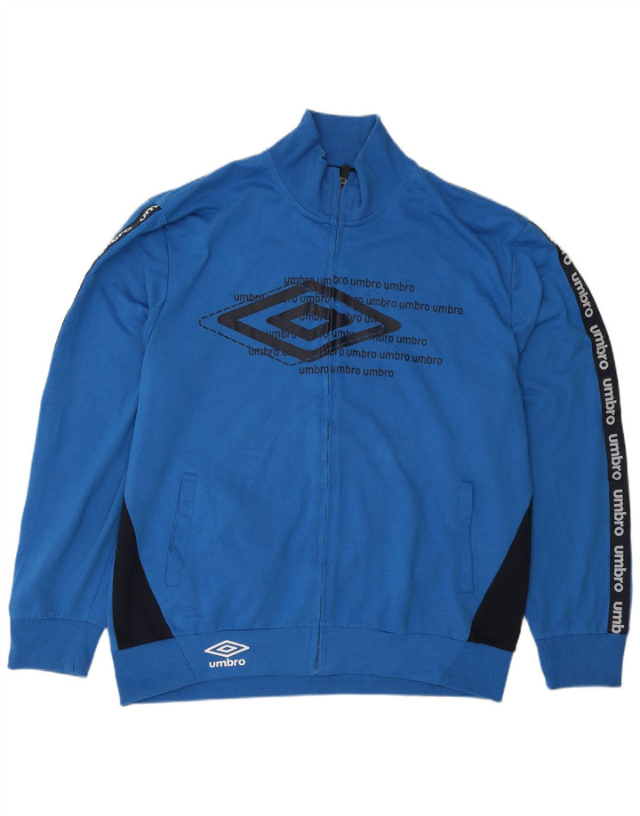 Umbro Mens Graphic Tracksuit Top Jacket 2XL Blue Colourblock Cotton