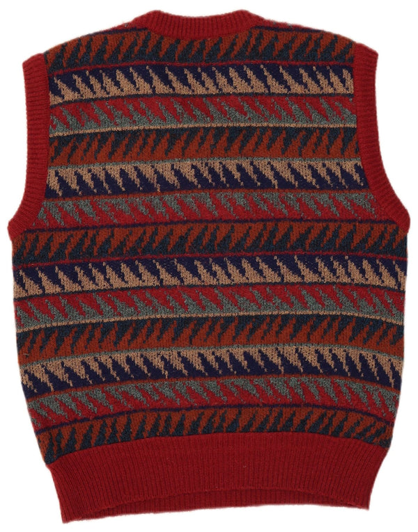 Vintage Mens Vest Tank Top Medium Multicoloured Geometric Wool