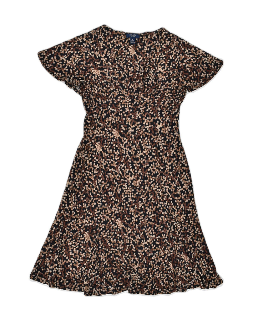 CHAPS Womens Tea Dress UK 12 Medium Brown Spotted Polyester | Vintage | Thrift | Second-Hand | Used Clothing | Messina Hembry 