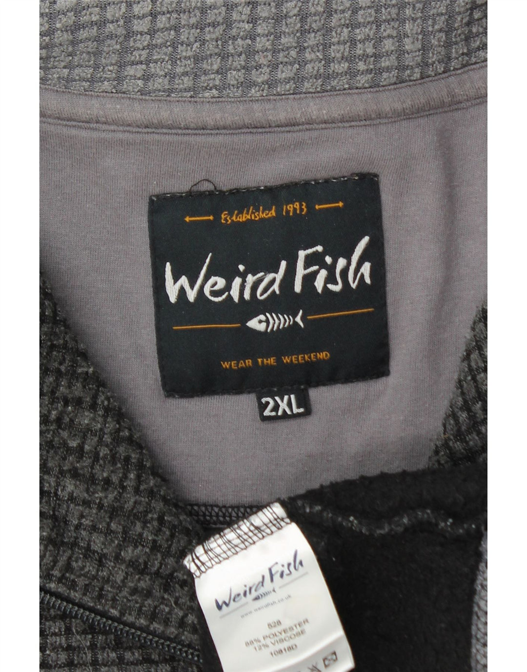 Weird Fish Mens Zip Neck Sweatshirt Jumper 2XL Grey Polyester