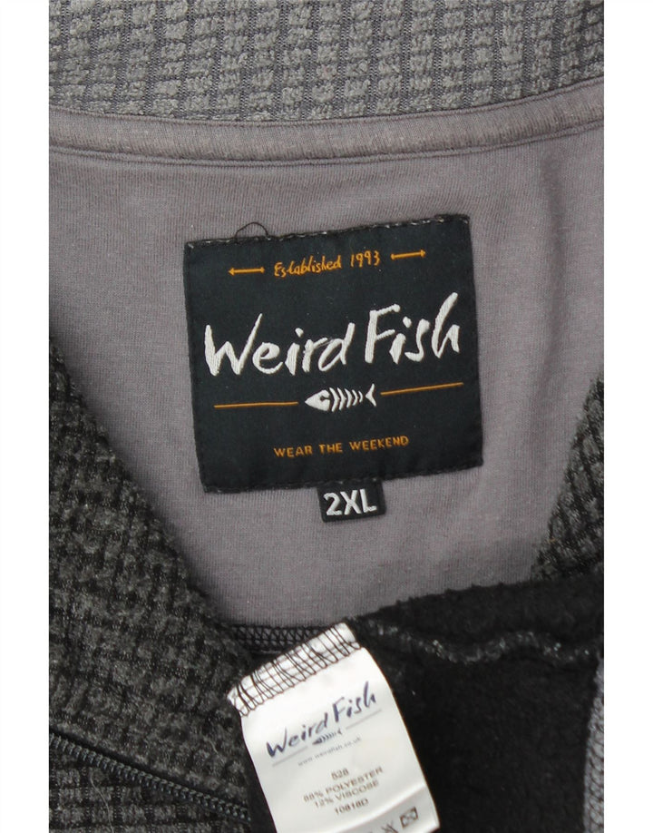 Weird Fish Mens Zip Neck Sweatshirt Jumper 2XL Grey Polyester