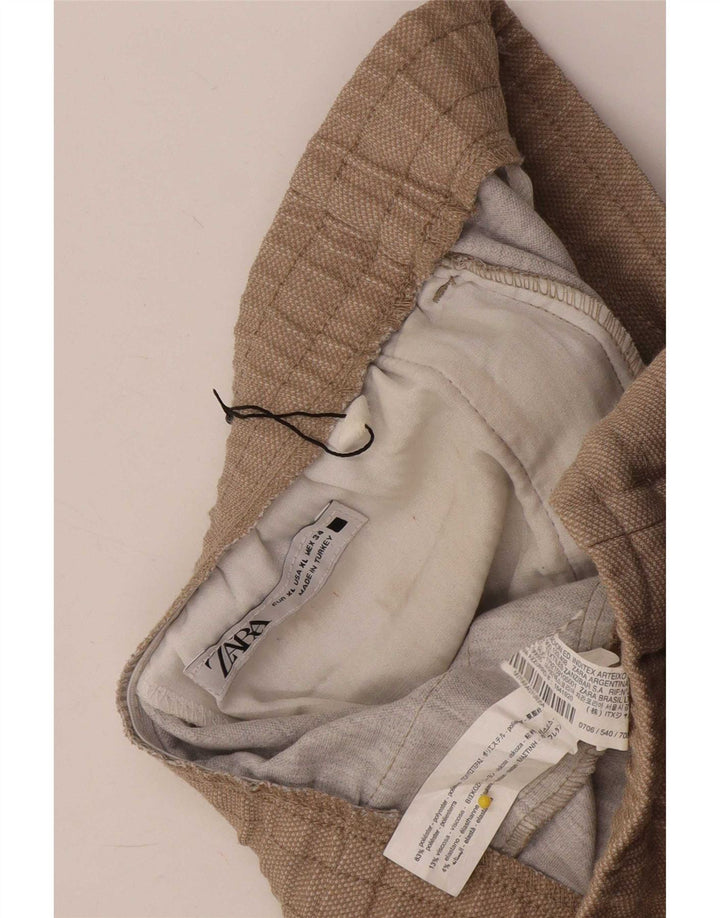 Zara Womens Slim Cropped Trousers XL W34 L26 Beige Polyester