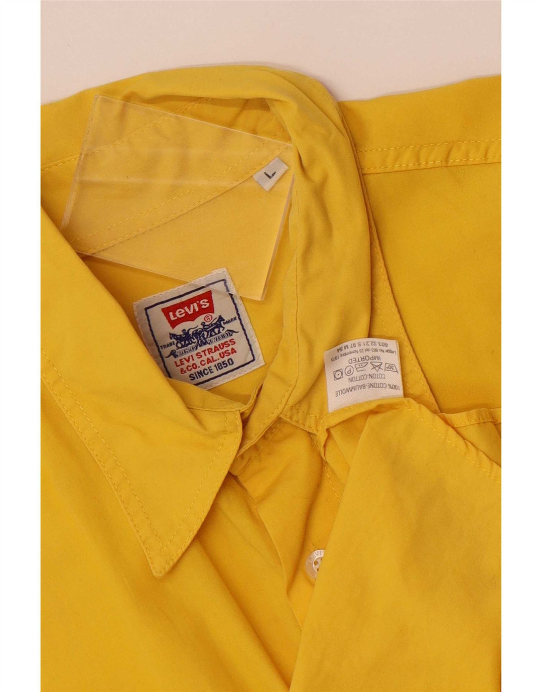Levi's Mens Short Sleeve Shirt Large Yellow Cotton