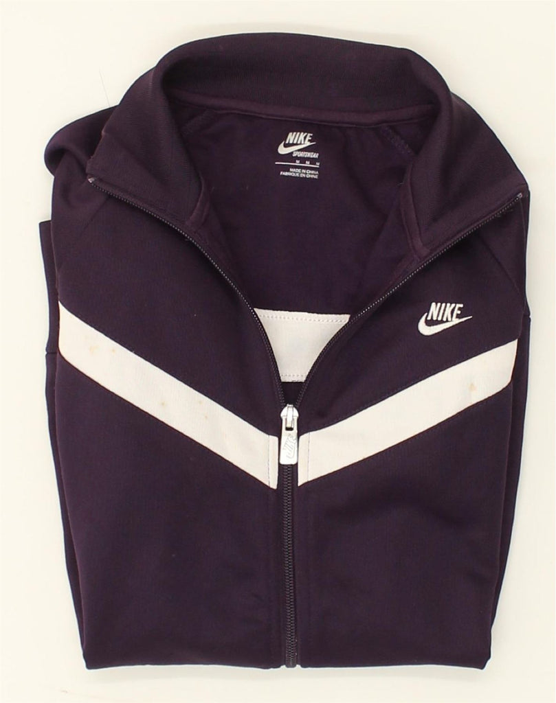 NIKE Womens Tracksuit Top Jacket UK 12 Medium Purple Polyester | Vintage Nike | Thrift | Second-Hand Nike | Used Clothing | Messina Hembry 