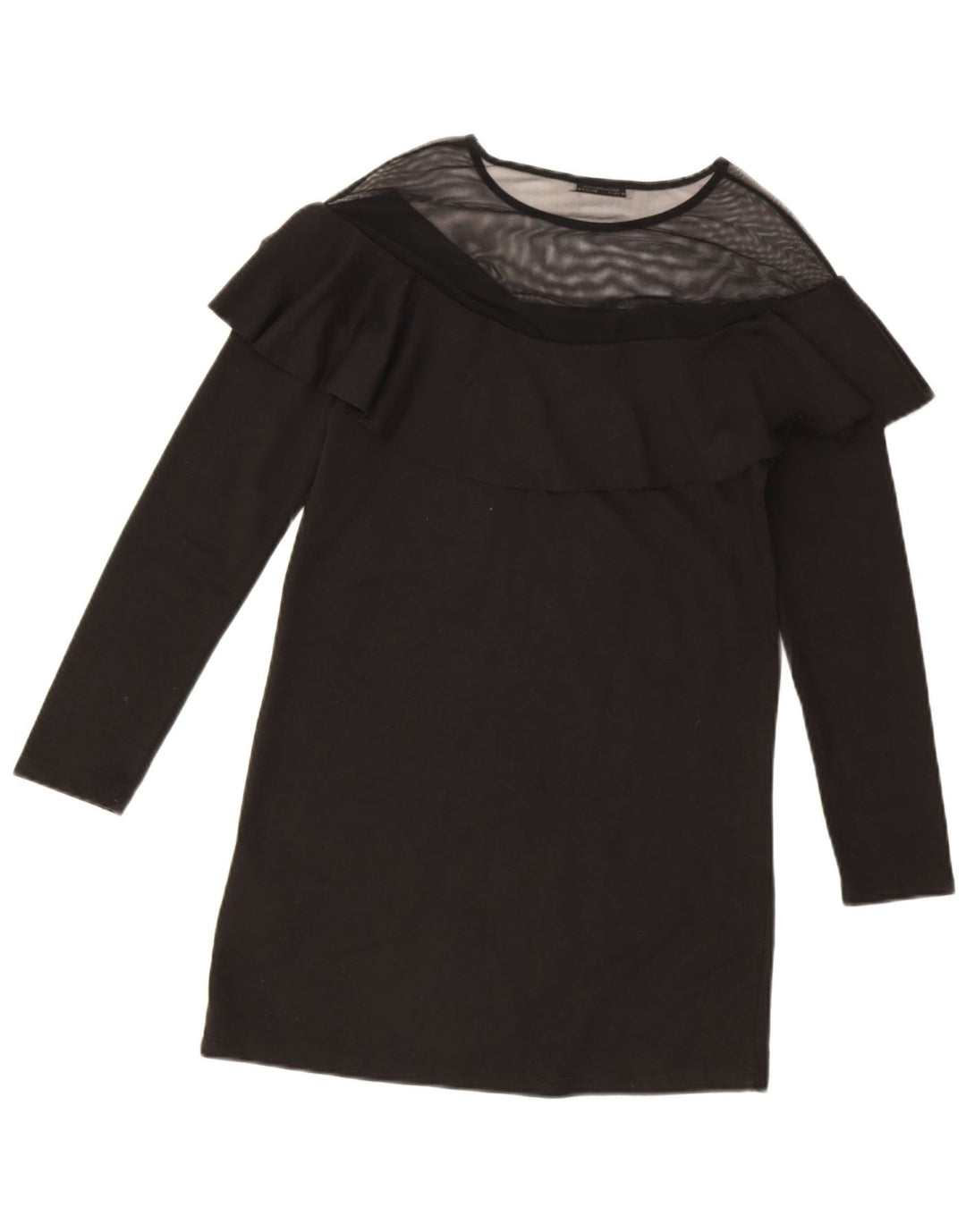 Zara Womens Long Sleeve Shift Dress UK 10 Small Black Polyester
