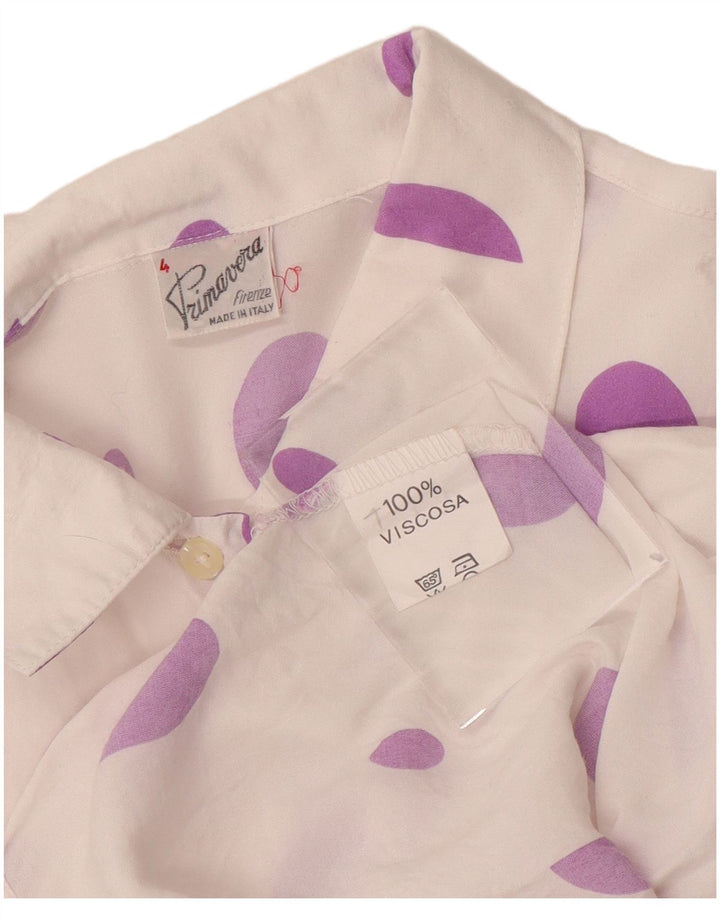Primavera Firenze Womens Shirt Blouse UK 14 Medium White Spotted