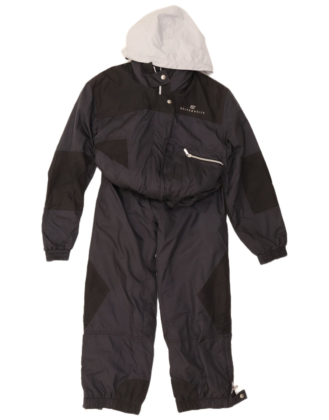 Belfe & Belfe Mens Hooded Ski Jumpsuit Large Navy Blue Colourblock