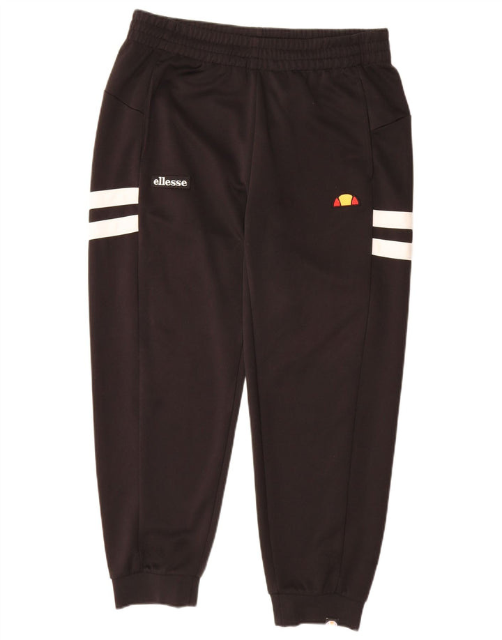 ELLESSE Mens Tracksuit Trousers Joggers Small  Black Colourblock Polyester