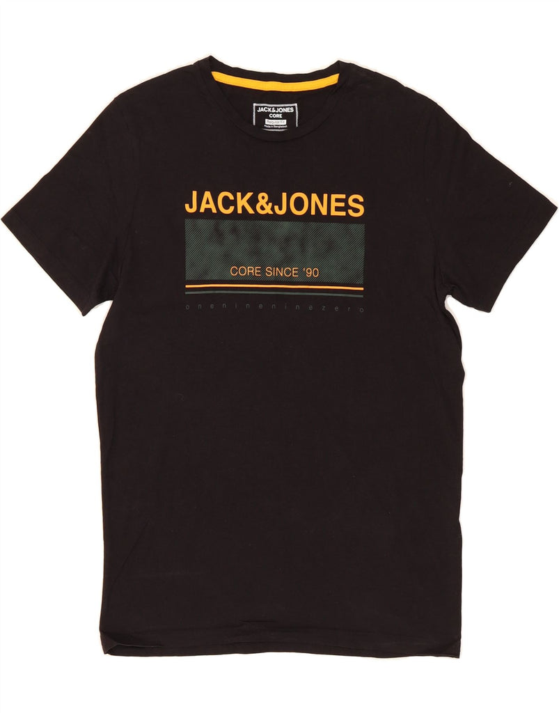 JACK & JONES Mens Regular Fit Graphic T-Shirt Top Small Black Cotton Vintage Jack & Jones and Second-Hand Jack & Jones from Messina Hembry 